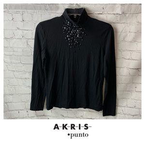 Akris Beaded Turtleneck Mock Neck Top